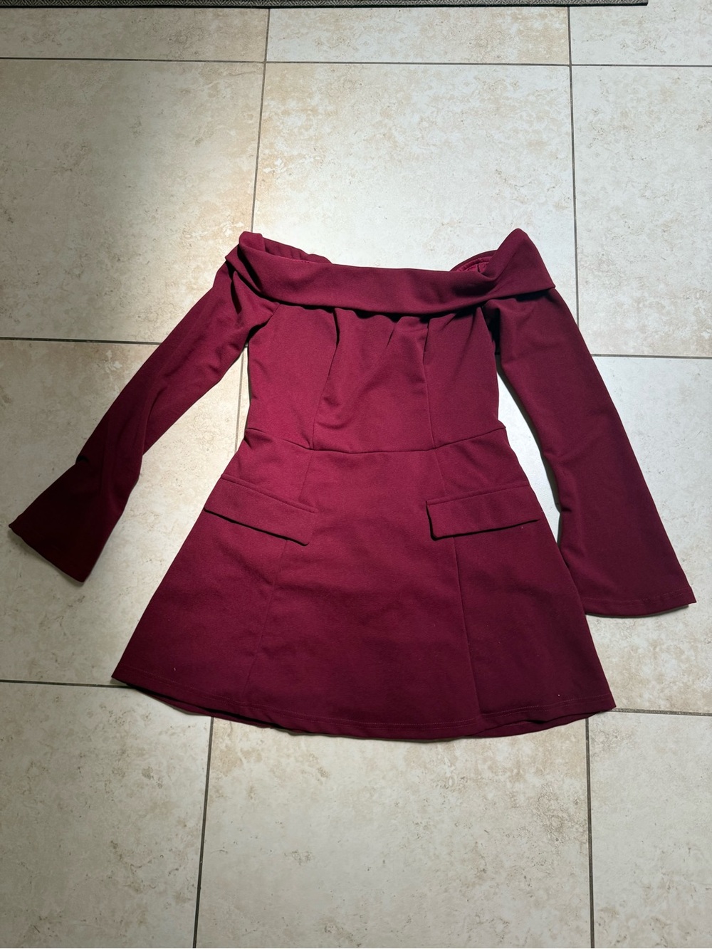 Strapless Burgundy Off-Shoulder Mini Dress